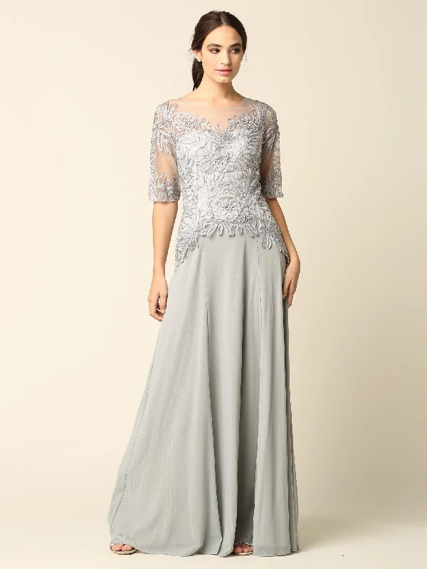 Mother of the Bride Long Formal Embroidered Dress Sale