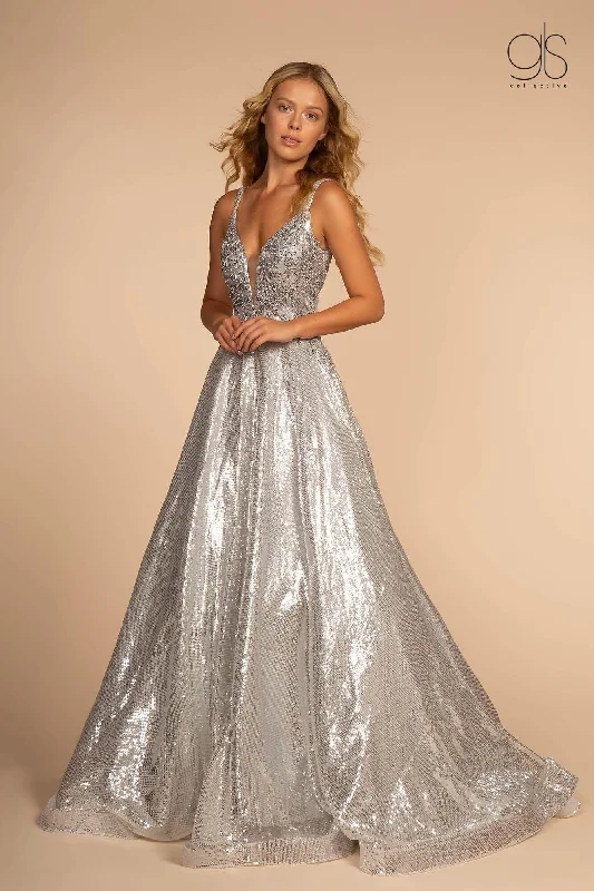 Long Prom Dress Sleeveless Sequins Ball Gown