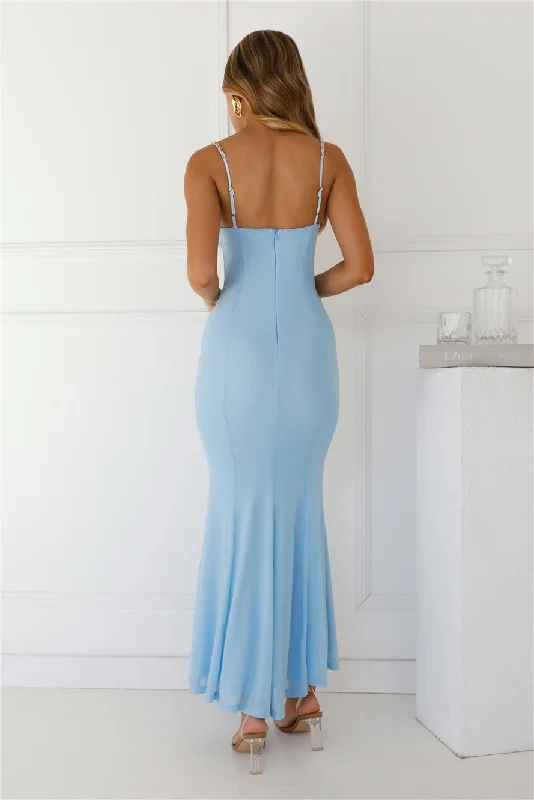 Luxury Lover Mesh Maxi Dress Blue