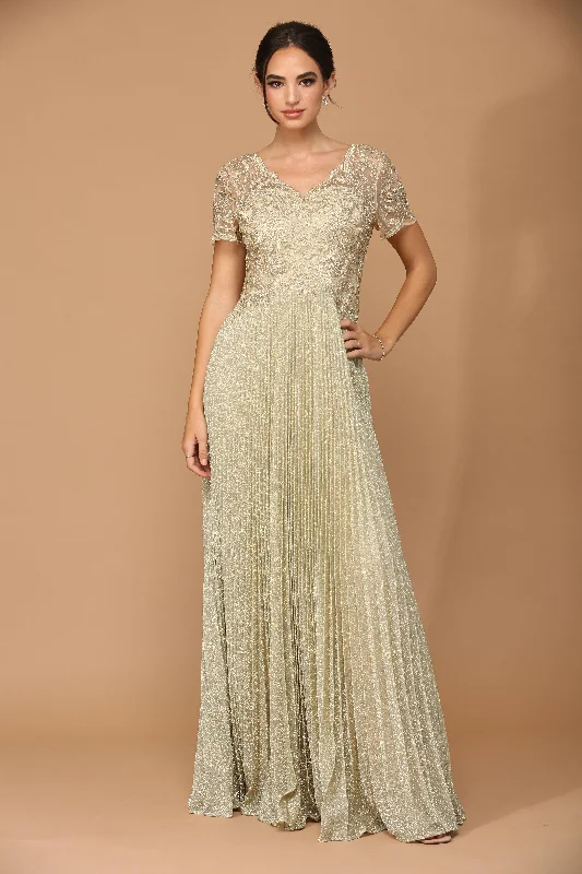 Mother of the Bride Long Formal Metallic Dress