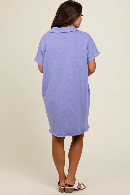 Periwinkle Mineral Washed French Terry Maternity Dress