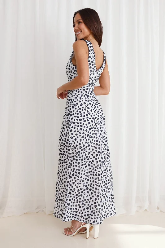 Picked Flowers Maxi Dress White