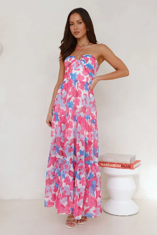 Playlist Halter Maxi Dress Pink