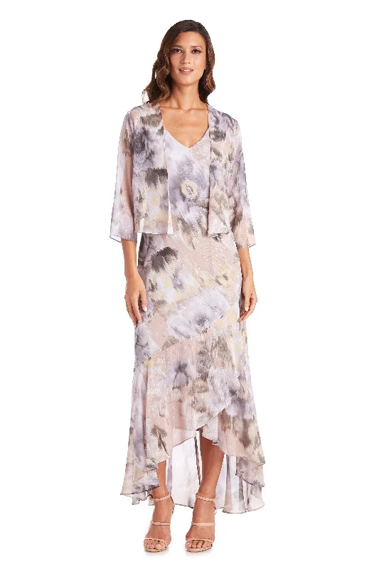 R&M Richards 7736 High Low Printed Jacket Dress