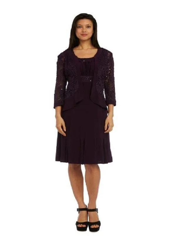 R&M Richards 9776 Short Cocktail Dress Plum