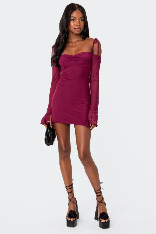 Ariel Off Shoulder Mesh Mini Dress