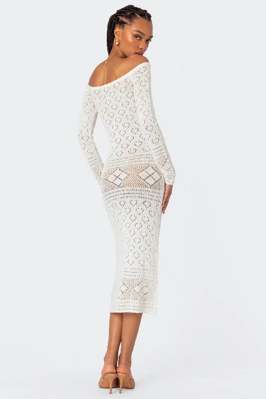 Lily Crochet Off Shoulder Midi Dress