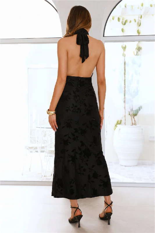 Shallow Love Halter Maxi Dress Black