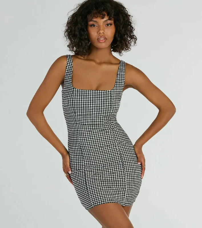 Sweeter Than Pie Scoop Neck Gingham Mini Dress