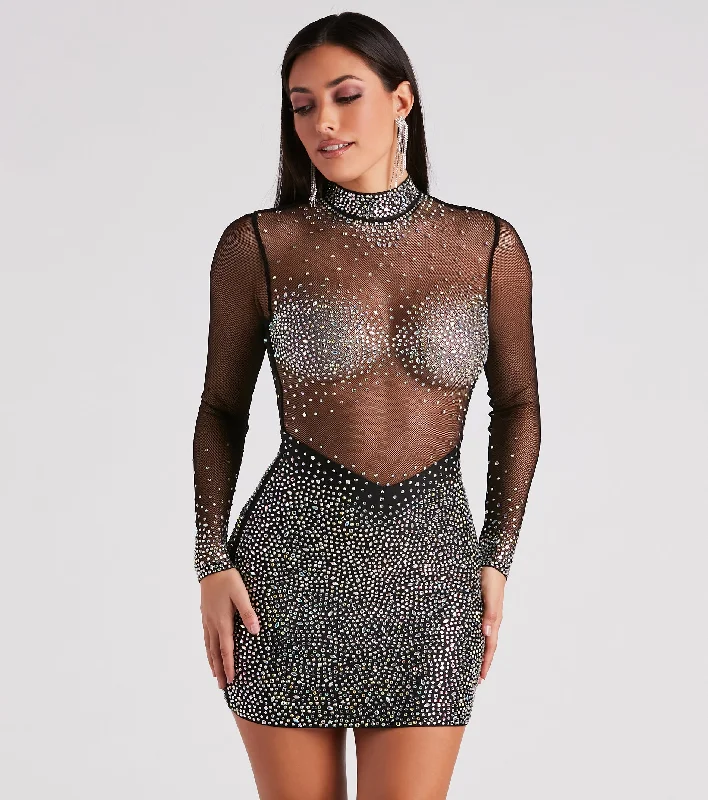 Tate Rhinestone Mesh Party Dress