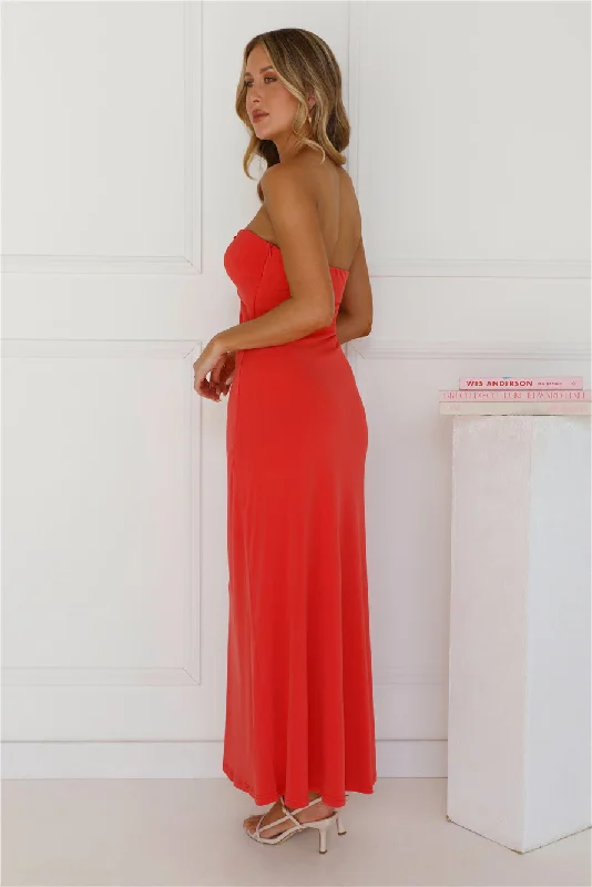 Temperature Rising Strapless Maxi Dress Red