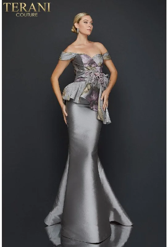 Terani Couture 2011E2425 Off Shoulder Long Gown