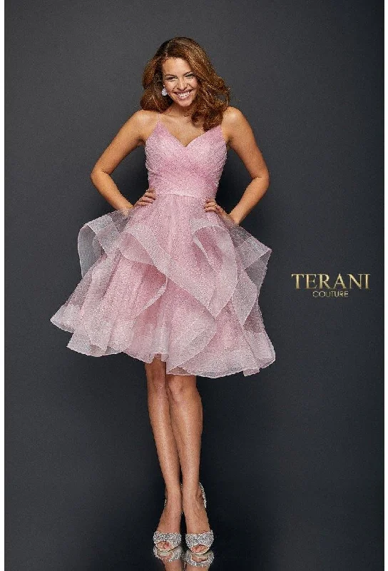 Terani Couture 1821H7770 Pleated Bodice Short Prom Dress