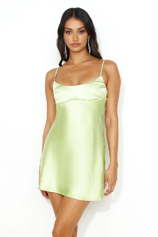 We're In Style Satin Mini Dress Lime