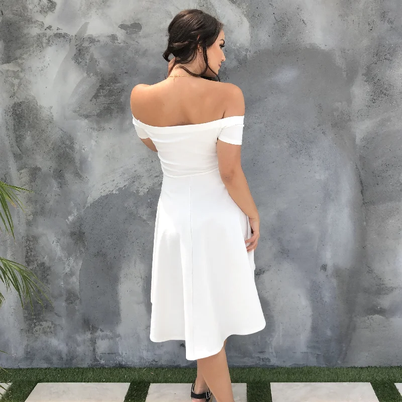 Yours Truly Hi Low White Strapless Midi Dress