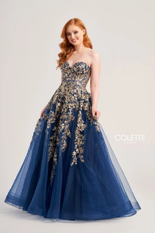 Floral print maxi dresses for summer garden parties Colette CL5136 Glitter Long Formal Sequin Prom Dress