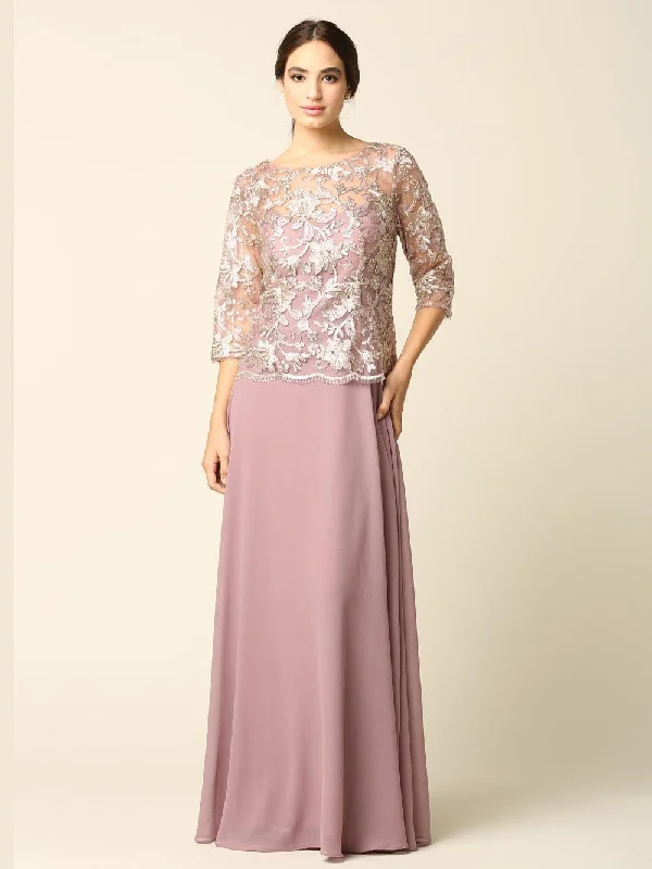 Maxi dresses with a wrap - around style for a customizable fit Mauve L Mother of the Bride Long Formal Dress Sale