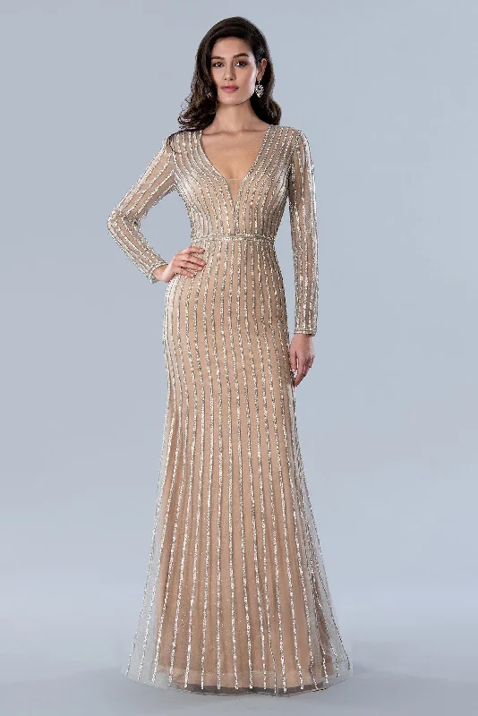 Maxi dresses with a halter neck for a stylish and sophisticated choice Stella Couture 23360 Long Sleeve Formal Mother of the Bride Dress