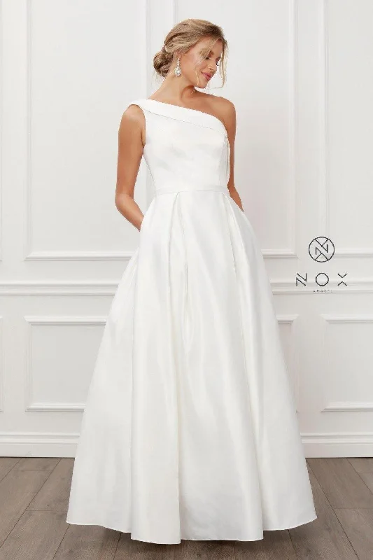 Polyester maxi dresses for easy - care and durability White 12 Nox Anabel Long White Wedding Dress Sale